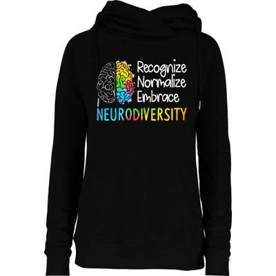 Neurodiversity Autism Spectrum ASD ADHD Rainbow Brain Womens Funnel Neck Pullover Hood