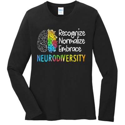 Neurodiversity Autism Spectrum ASD ADHD Rainbow Brain Ladies Long Sleeve Shirt