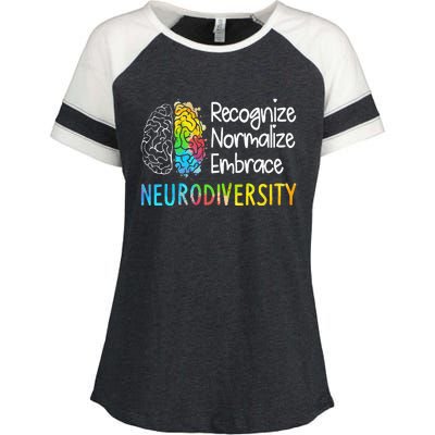 Neurodiversity Autism Spectrum ASD ADHD Rainbow Brain Enza Ladies Jersey Colorblock Tee