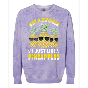 Not A Swinger I Just Like Pineapples Cool Pienapples Outfit Colorblast Crewneck Sweatshirt