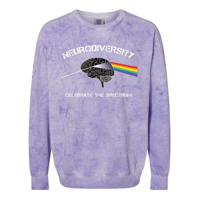 Neurodiversity Autism Spectrum Asd Adhd Rainbow Brain Gift Colorblast Crewneck Sweatshirt