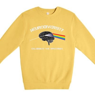 Neurodiversity Autism Spectrum Asd Adhd Rainbow Brain Gift Premium Crewneck Sweatshirt