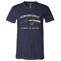 Neurodiversity Autism Spectrum Asd Adhd Rainbow Brain Gift V-Neck T-Shirt