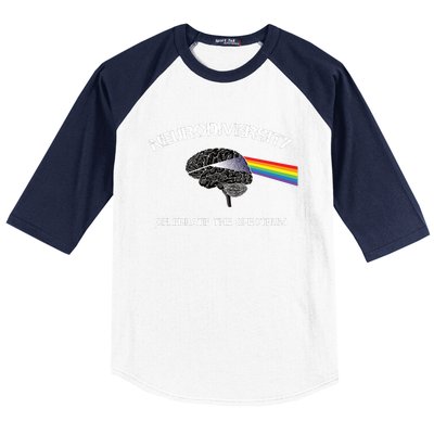 Neurodiversity Autism Spectrum Asd Adhd Rainbow Brain Gift Baseball Sleeve Shirt