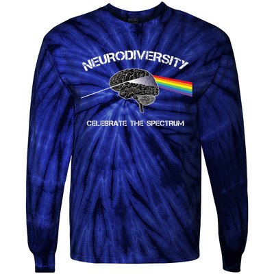 Neurodiversity Autism Spectrum Asd Adhd Rainbow Brain Gift Tie-Dye Long Sleeve Shirt