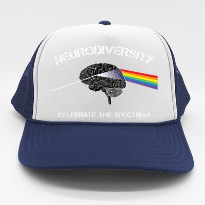 Neurodiversity Autism Spectrum Asd Adhd Rainbow Brain Gift Trucker Hat