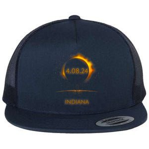 North America Solar Eclipse 4.08.24 Indiana Souvenir Flat Bill Trucker Hat