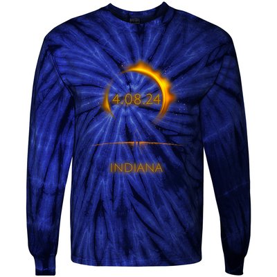 North America Solar Eclipse 4.08.24 Indiana Souvenir Tie-Dye Long Sleeve Shirt