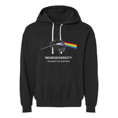 Neurodiversity Autism Spectrum Asd Adhd Rainbow Brain Garment-Dyed Fleece Hoodie