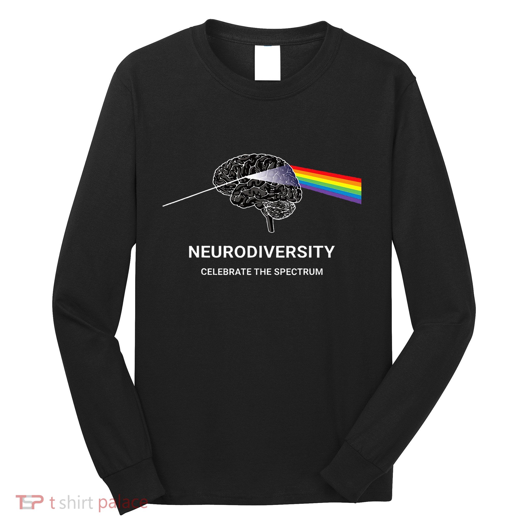 Neurodiversity Autism Spectrum Asd Adhd Rainbow Brain Long Sleeve Shirt