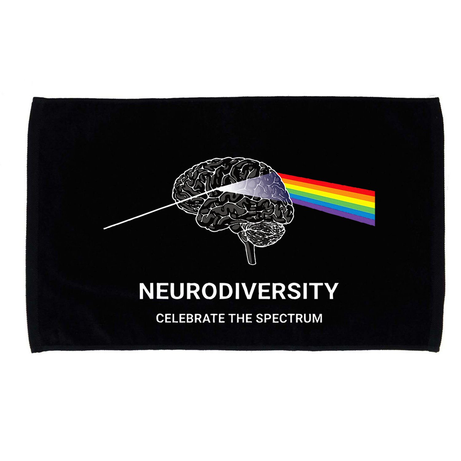 Neurodiversity Autism Spectrum Asd Adhd Rainbow Brain Microfiber Hand Towel