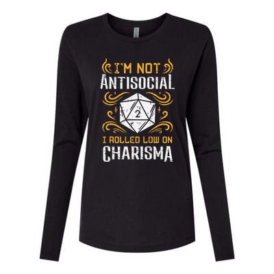 Not Anti Social Low Charisma Funny RPG Gamer Womens Cotton Relaxed Long Sleeve T-Shirt