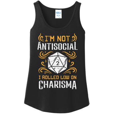 Not Anti Social Low Charisma Funny RPG Gamer Ladies Essential Tank