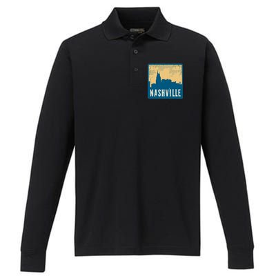 Nashville Vintage Performance Long Sleeve Polo