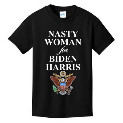 Nasty Woman For Biden Harris Eagle Logo Kids T-Shirt
