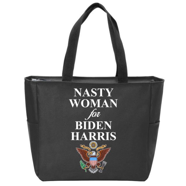 Nasty Woman For Biden Harris Eagle Logo Zip Tote Bag