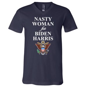 Nasty Woman For Biden Harris Eagle Logo V-Neck T-Shirt