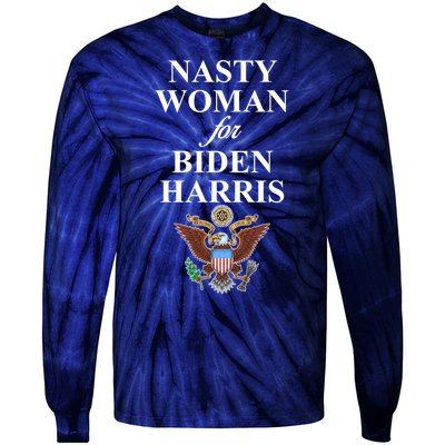 Nasty Woman For Biden Harris Eagle Logo Tie-Dye Long Sleeve Shirt