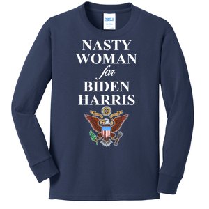 Nasty Woman For Biden Harris Eagle Logo Kids Long Sleeve Shirt