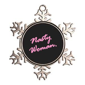 Nasty Woman Pink Script Hillary Clinton Metallic Star Ornament