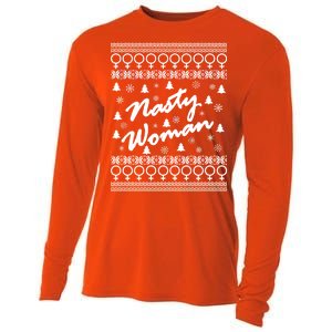 Nasty Woman Ugly Christmas Sweater Design Hillary Clinton Cooling Performance Long Sleeve Crew