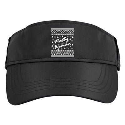 Nasty Woman Ugly Christmas Sweater Design Hillary Clinton Adult Drive Performance Visor
