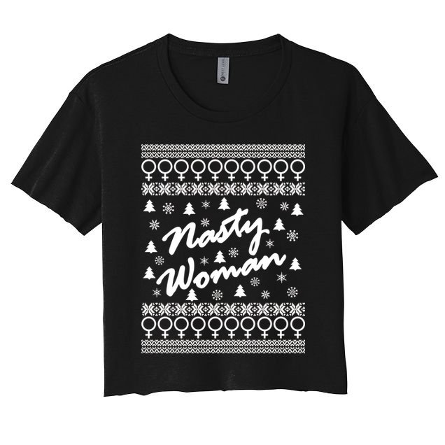 Nasty Woman Ugly Christmas Sweater Design Hillary Clinton Crop Top