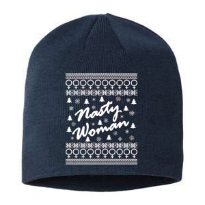 Nasty Woman Ugly Christmas Sweater Design Hillary Clinton Sustainable Beanie