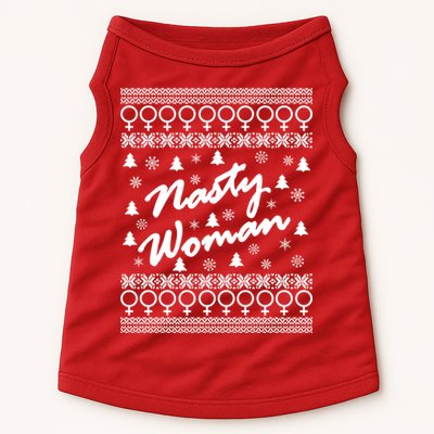 Nasty Woman Ugly Christmas Sweater Design Hillary Clinton Doggie Tank
