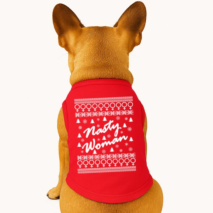 Nasty Woman Ugly Christmas Sweater Design Hillary Clinton Doggie Tank
