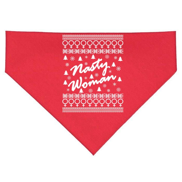 Nasty Woman Ugly Christmas Sweater Design Hillary Clinton USA-Made Doggie Bandana