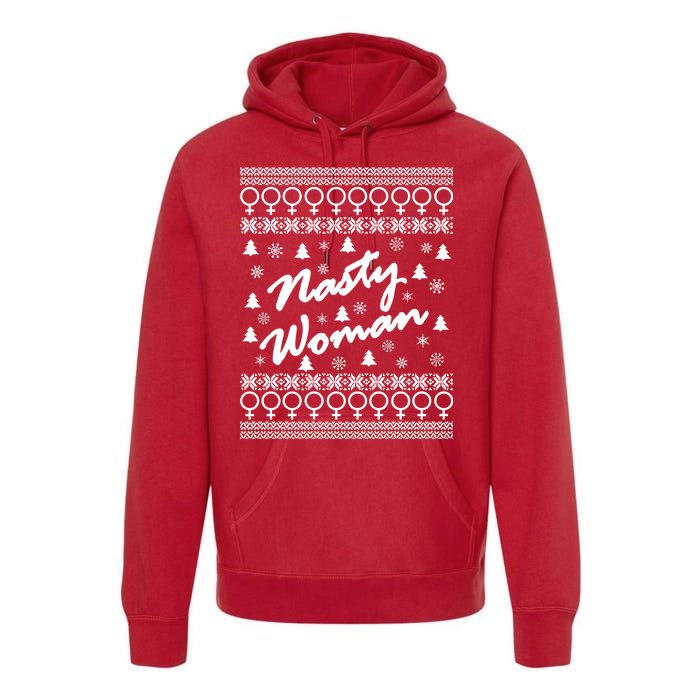 Nasty Woman Ugly Christmas Sweater Design Hillary Clinton Premium Hoodie