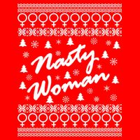 Nasty Woman Ugly Christmas Sweater Design Hillary Clinton 16 in Basic Backpack