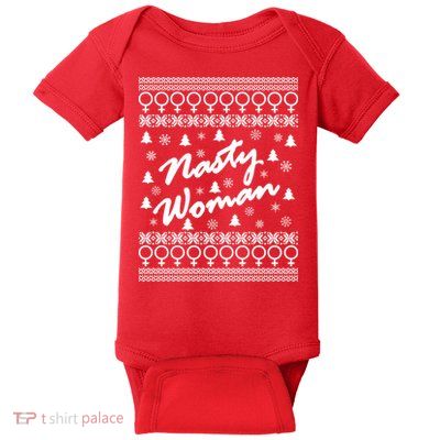 Nasty Woman Ugly Christmas Sweater Design Hillary Clinton Baby Bodysuit