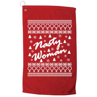 Nasty Woman Ugly Christmas Sweater Design Hillary Clinton Golf Towel