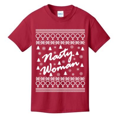 Nasty Woman Ugly Christmas Sweater Design Hillary Clinton Kids T-Shirt