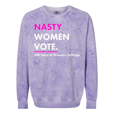 Nasty Women Vote 100 Years of Women's Suffrage Colorblast Crewneck Sweatshirt