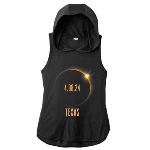 North America Total Solar Eclipse 2024 Texas USA Ladies PosiCharge Tri-Blend Wicking Draft Hoodie Tank