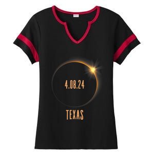 North America Total Solar Eclipse 2024 Texas USA Ladies Halftime Notch Neck Tee