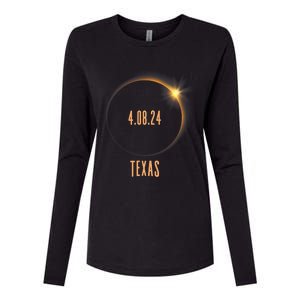 North America Total Solar Eclipse 2024 Texas USA Womens Cotton Relaxed Long Sleeve T-Shirt