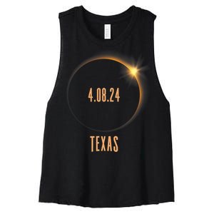 North America Total Solar Eclipse 2024 Texas USA Women's Racerback Cropped Tank