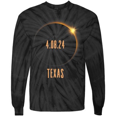North America Total Solar Eclipse 2024 Texas USA Tie-Dye Long Sleeve Shirt