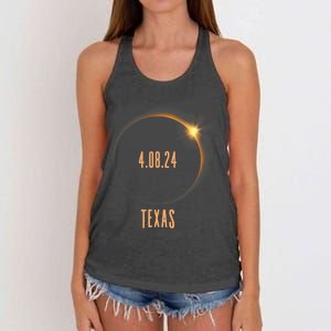 North America Total Solar Eclipse 2024 Texas USA Women's Knotted Racerback Tank