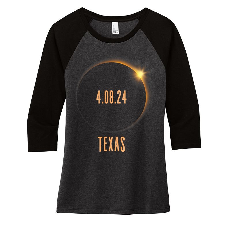 North America Total Solar Eclipse 2024 Texas USA Women's Tri-Blend 3/4-Sleeve Raglan Shirt