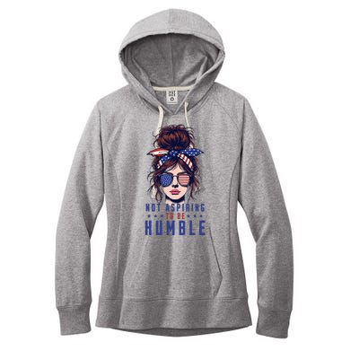 Not Aspiring To Be Humble Messy Bun American Flag Women's Fleece Hoodie