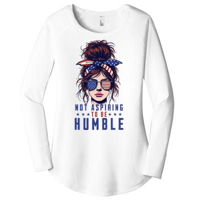 Not Aspiring To Be Humble Messy Bun American Flag Women's Perfect Tri Tunic Long Sleeve Shirt