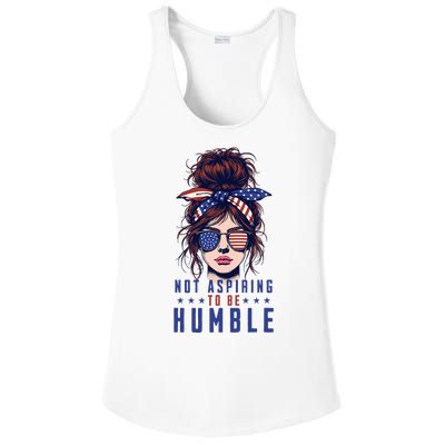 Not Aspiring To Be Humble Messy Bun American Flag Ladies PosiCharge Competitor Racerback Tank