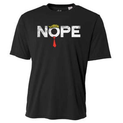 Nope Anti Trump Red Tie Wig Stop Donald Trump Funny Impeach Cooling Performance Crew T-Shirt