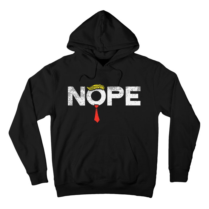 Nope Anti Trump Red Tie Wig Stop Donald Trump Funny Impeach Hoodie