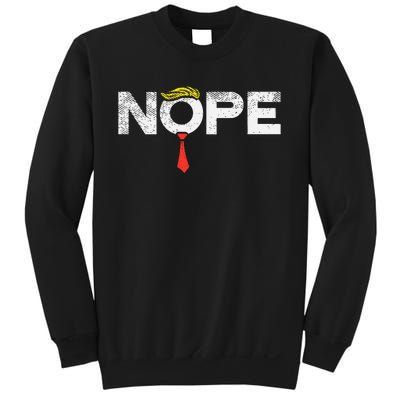 Nope Anti Trump Red Tie Wig Stop Donald Trump Funny Impeach Sweatshirt